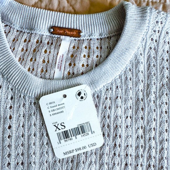 FREE PEOPLE H20 Silver Grey Crew Pullover Found Moon Size XS NWT - Picture 4 of 5